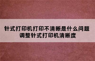 针式打印机打印不清晰是什么问题 调整针式打印机清晰度